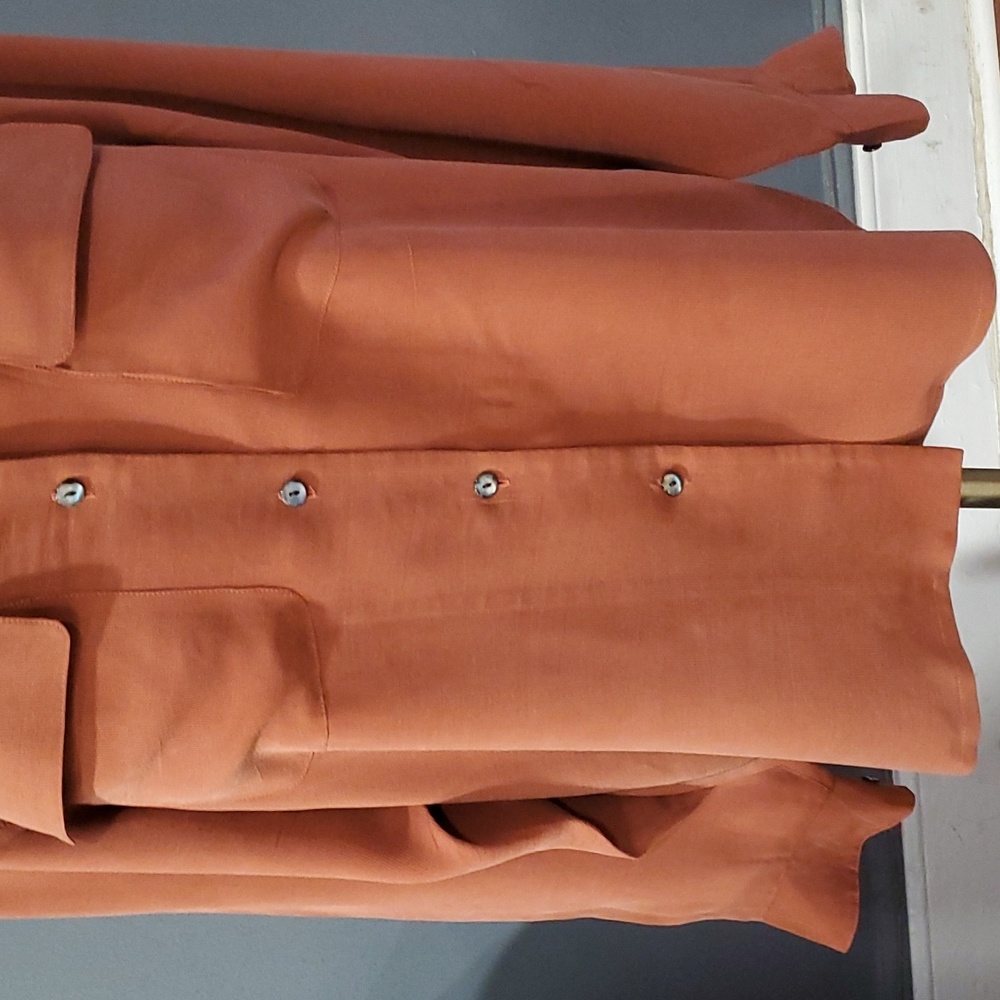 Silks vtg  brown silk button down Career Office Board Room  shirt size M - Picture 4 of 14